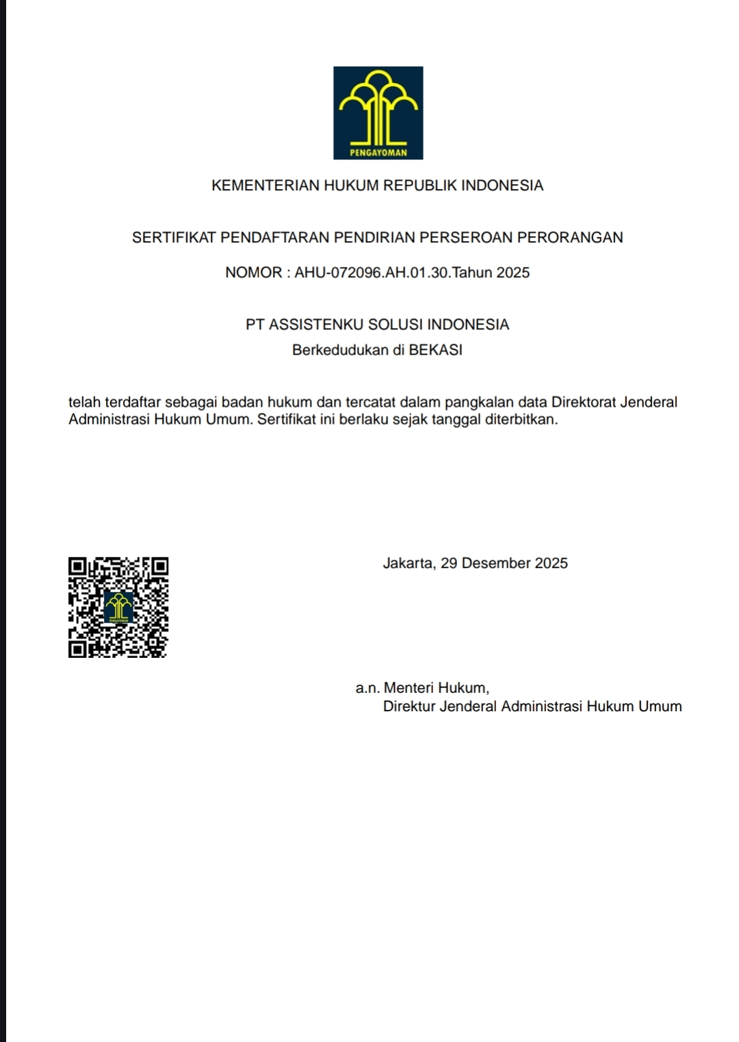 AHU PT Assistenku Solusi Indonesia